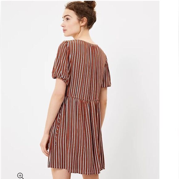 Loft striped dress with side ties boho Women’s size 4 V-neck - Picture 3 of 16